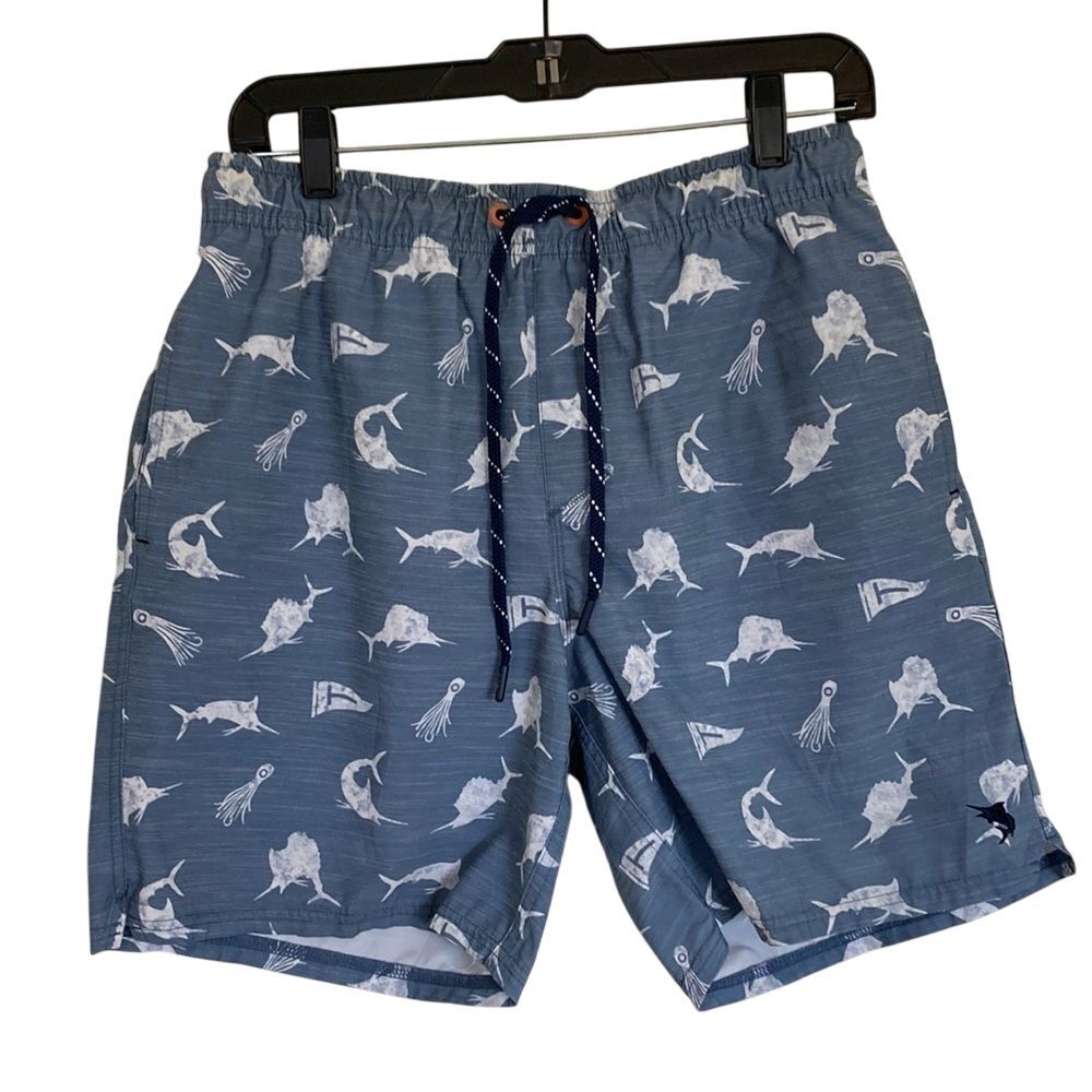 Salt Life Mens Blue Marlin Fish Print Swim Trunks Mesh Lined Board Shorts Size M